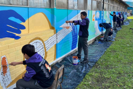Mural comunitario del Centro Cultural Pircunche avanza en su ejecución 