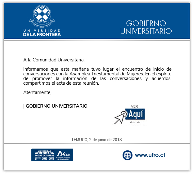 Gobierno Universitario UFRO 2 junio 2018
